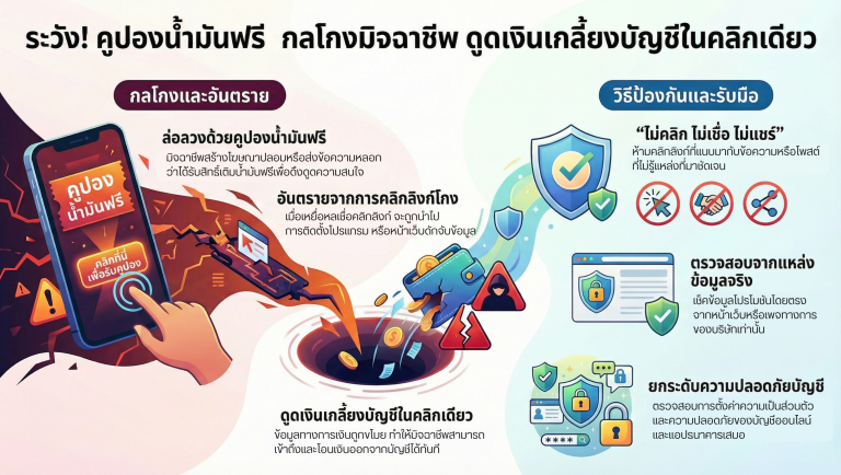 รู้ทันกลโกง “คูปองน้ำมันฟรี” ที่อาจทำคุณเสียทรัพย์โดยไม่รู้ตัว